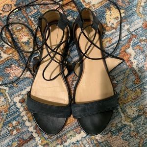 Black Aldo lace up flat sandals